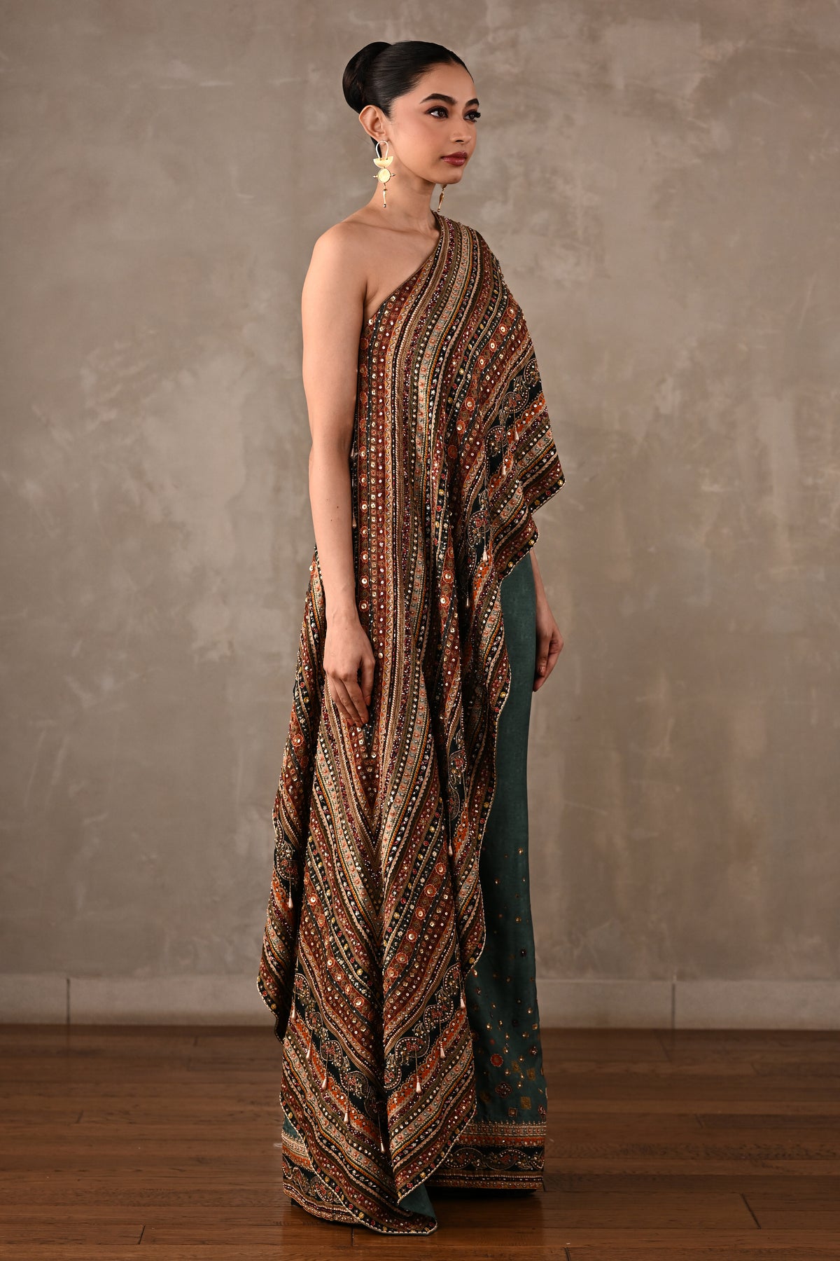Embellished One-Shoulder Co-ord Set