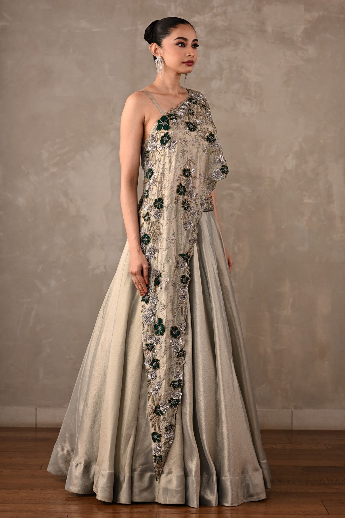 Floral On-Shoulder Lehenga Set