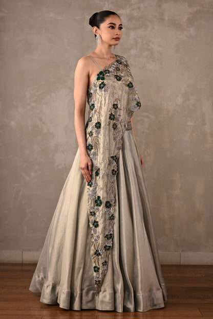 Floral On-Shoulder Lehenga Set