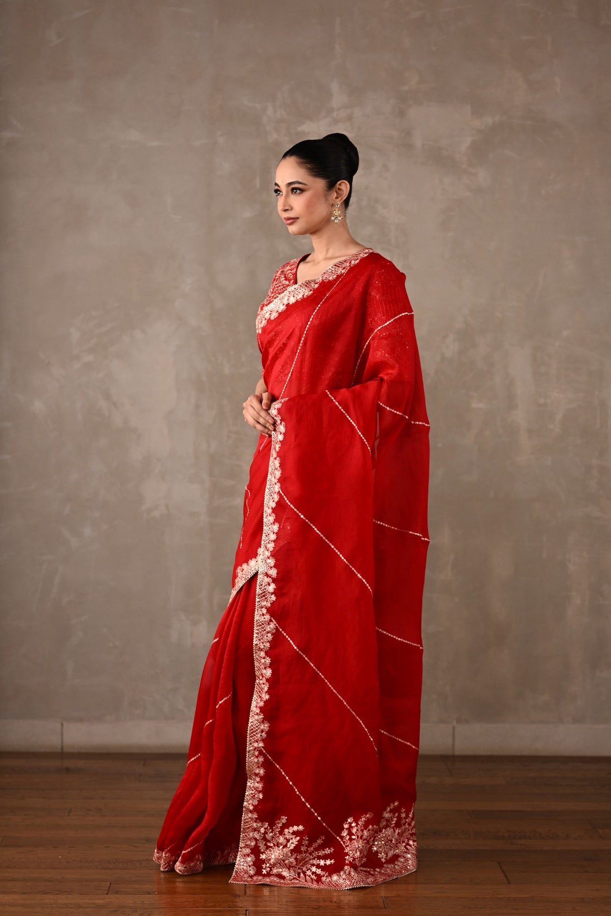 Organza Saree with Kasab & Sequin Embroidered Blouse
