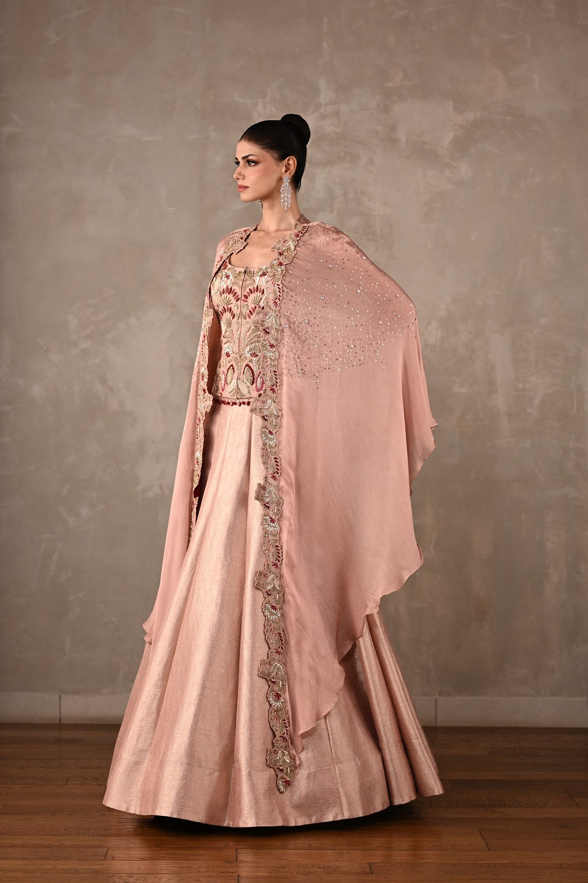 Thread Embroidered Silk Lehenga Set