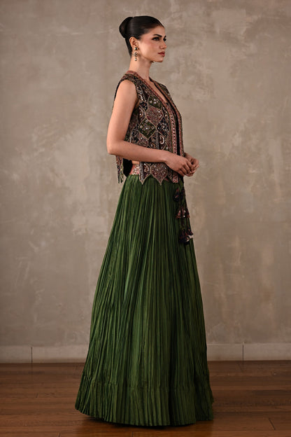 Patchwork-Inspired Embroidered Lehenga Set