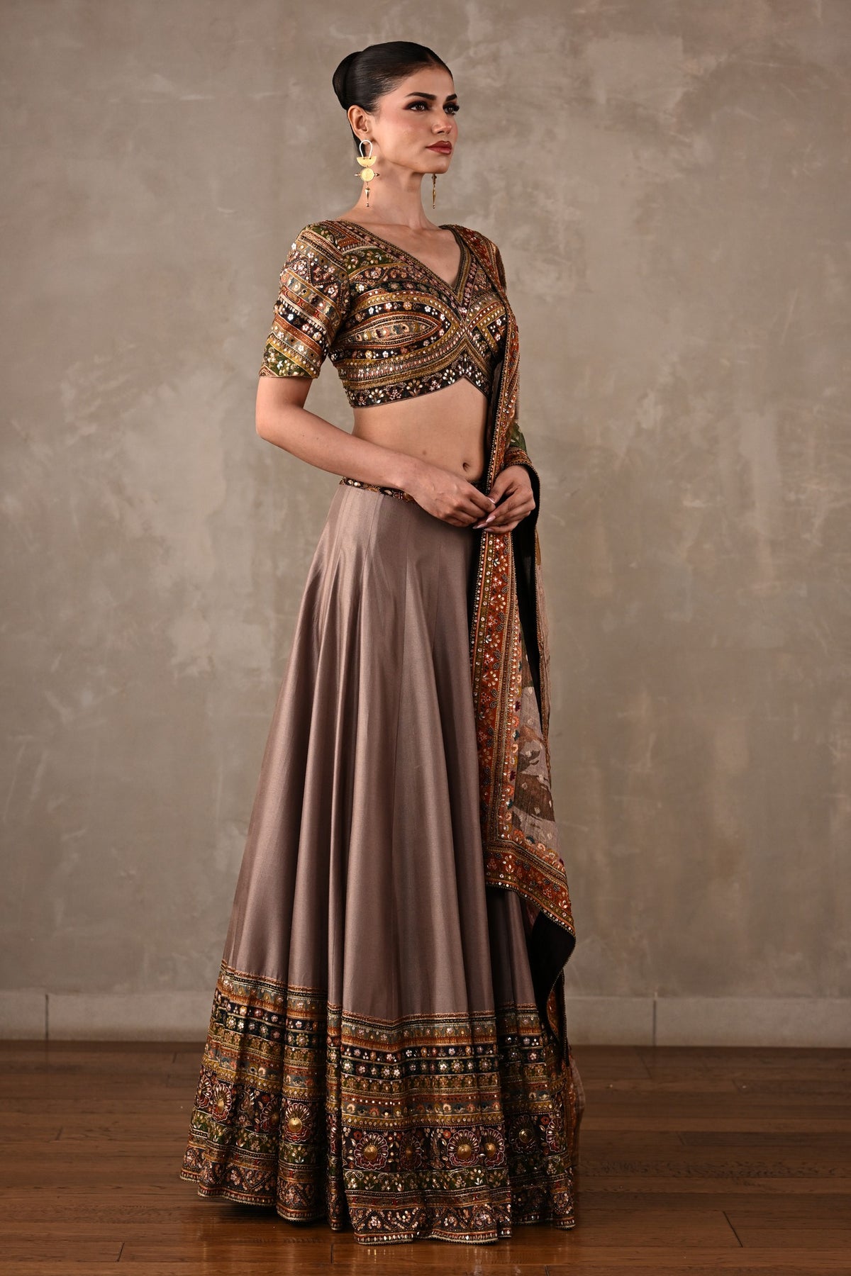 Printed Embroidered Lehenga Set