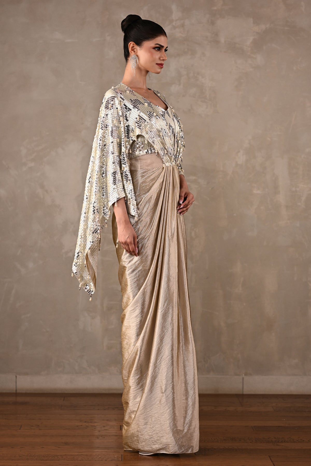 Pearl Cascade Drape Gown