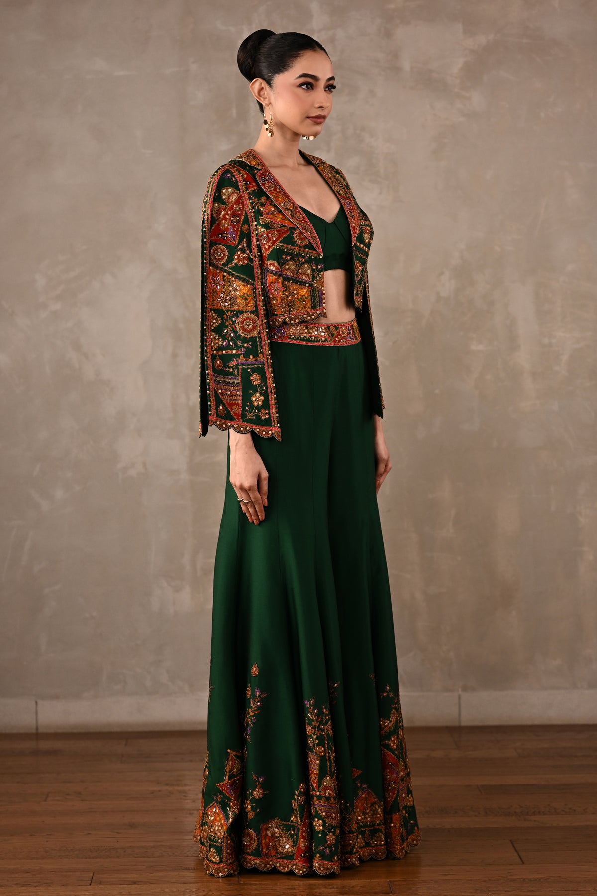 Patchwork-Inspired Cropped Jacket Set