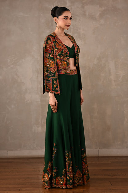 Patchwork-Inspired Cropped Jacket Set