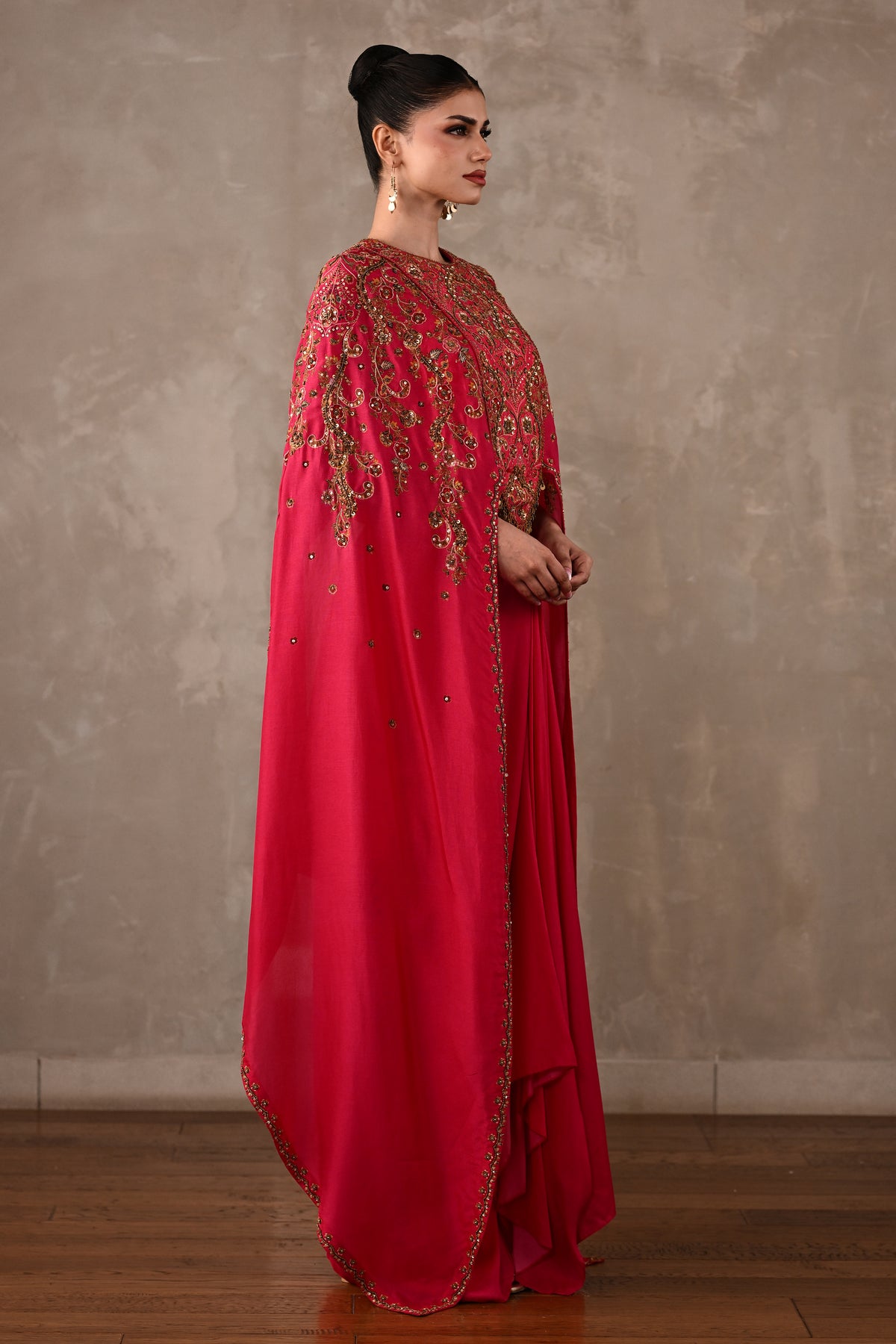 Ornate Cape-Style Silk Co-Ord Set