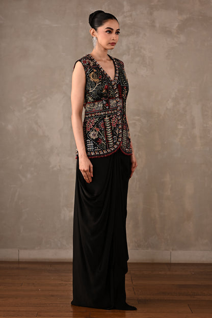 Multicolour Floral Embroidered Drape Set