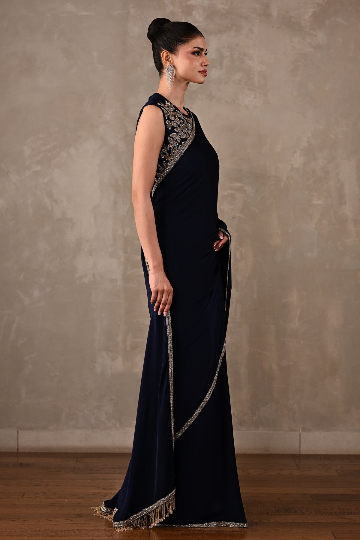 Embroidered Georgette Saree Set