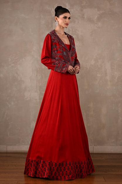 Embroidered Jacket Gown Set