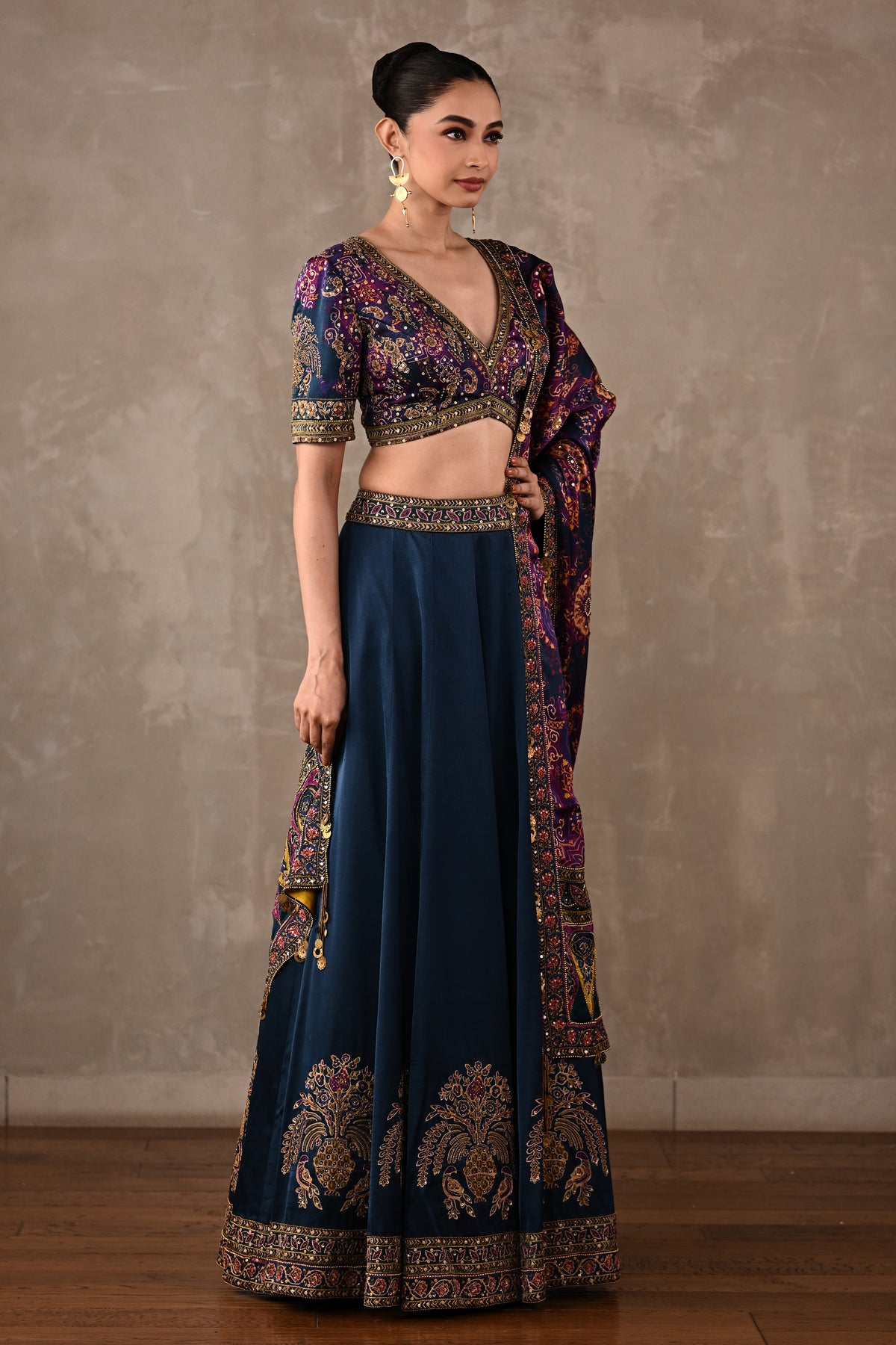 Ajrakh Satin Lehenga Set
