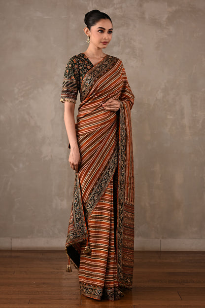 Striped Silk Saree with Embroidered Blouse