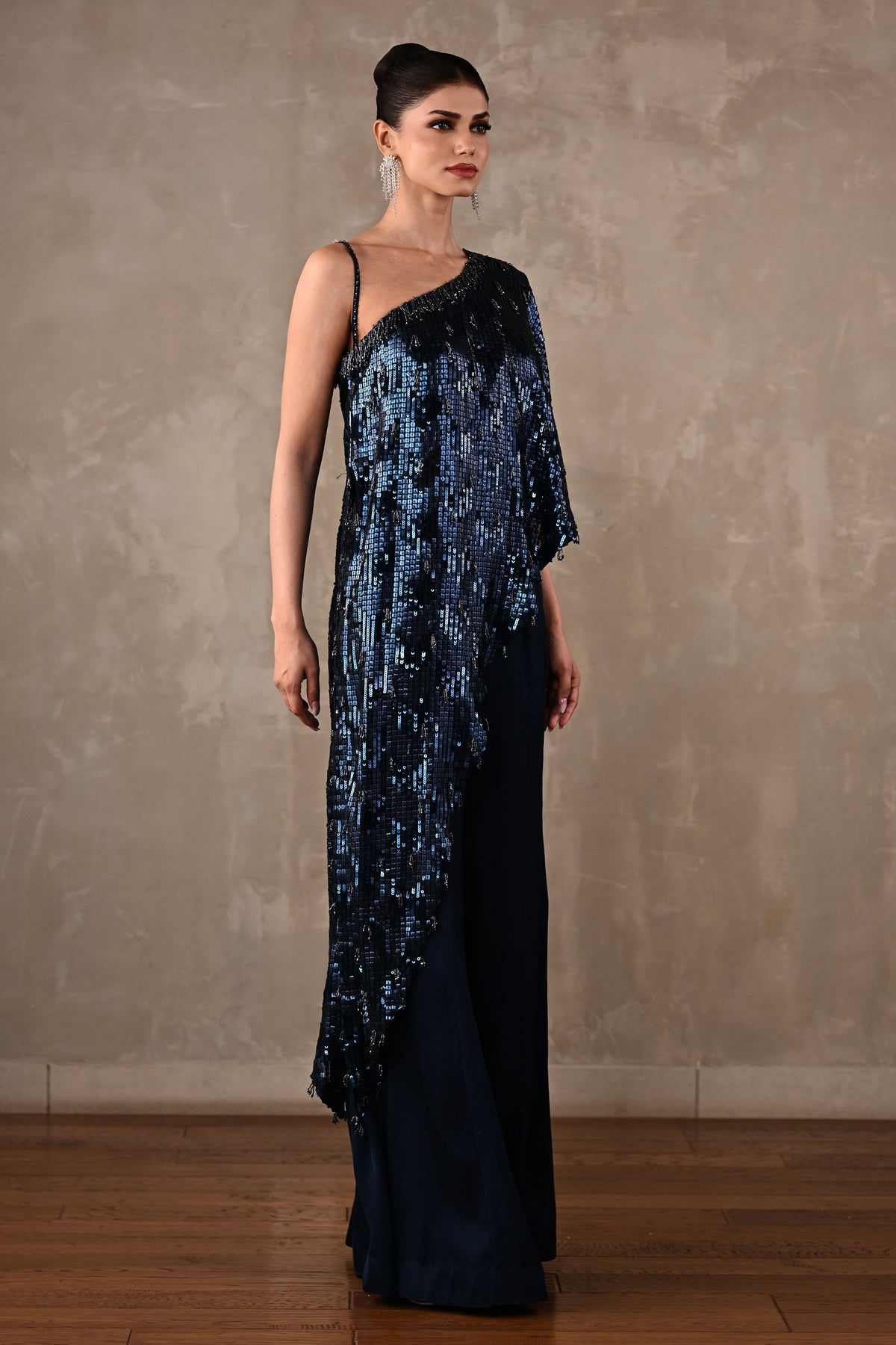 Embellished One-Shoulder Co-ord Set