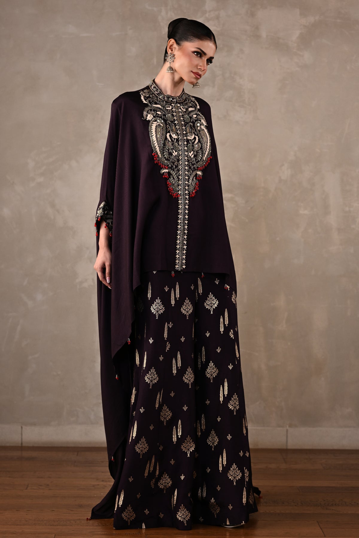 Regal Cape-Style Silk Co-Ord Set