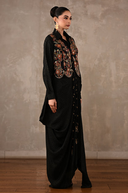 Printed Zardosi Waistcoat Skirt Set