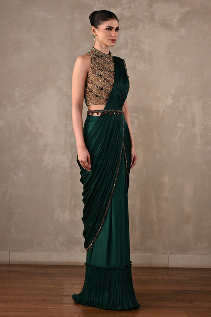 Bejewelled Drape Saree Set