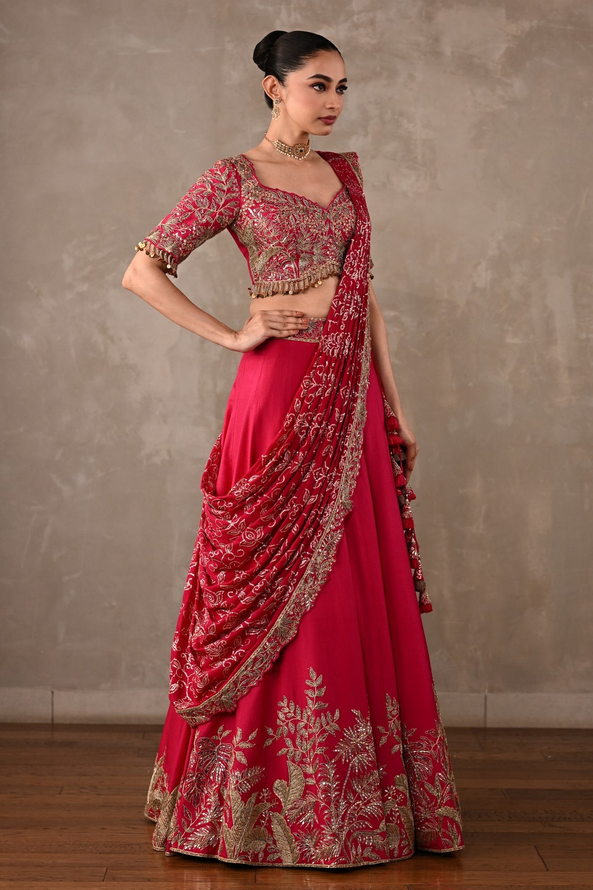 Embellished Drape Lehenga Set