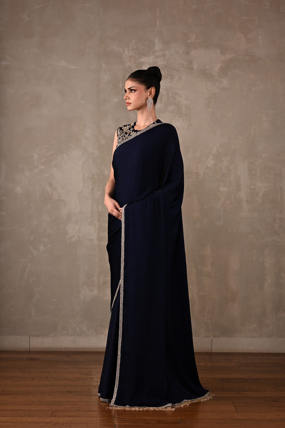 Embroidered Georgette Saree Set
