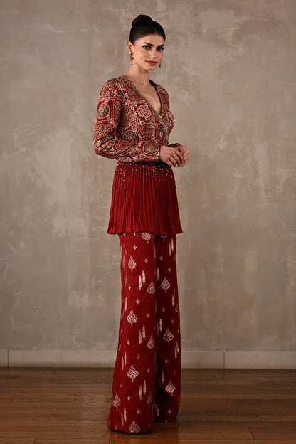 Embellished Printed Peplum Co-ord Set
