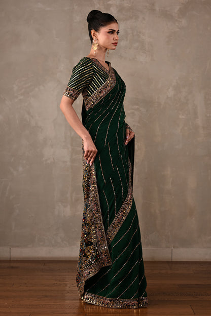 Printed Silk Saree with Embroidered Blouse