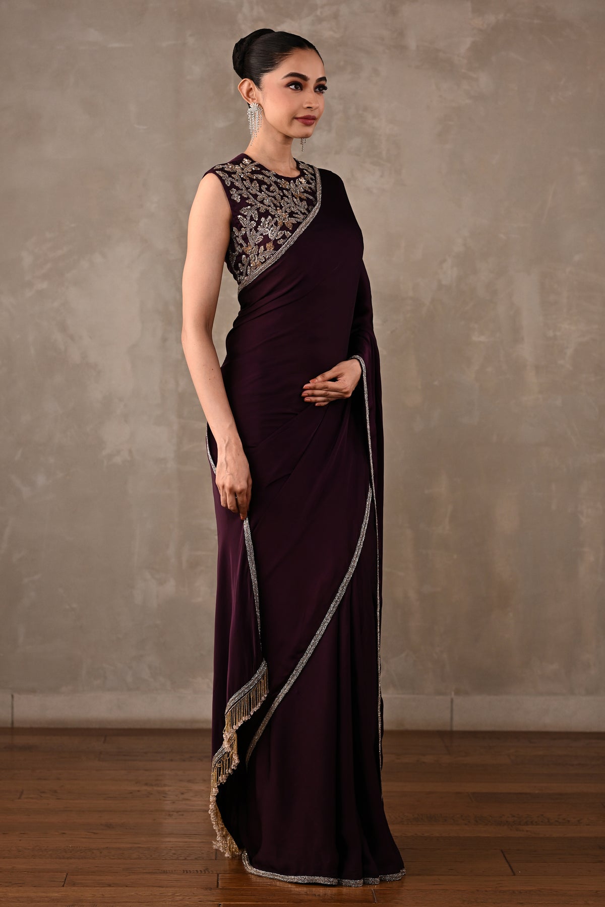 Embroidered Georgette Saree Set