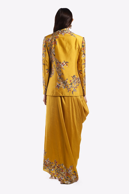 Draped Silk Powersuit Set