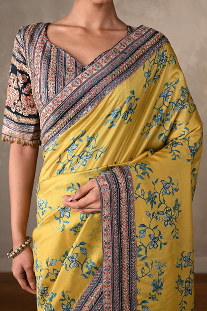 Amber Radiance Handcrafted Silk Saree