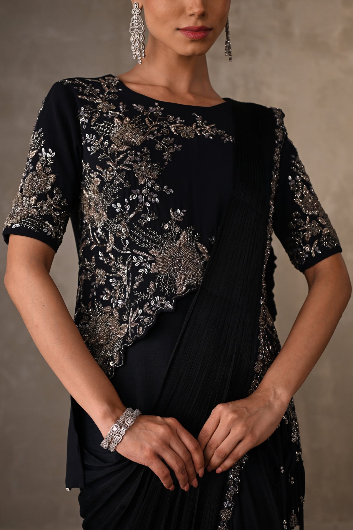 Floral Cascade Drape Saree