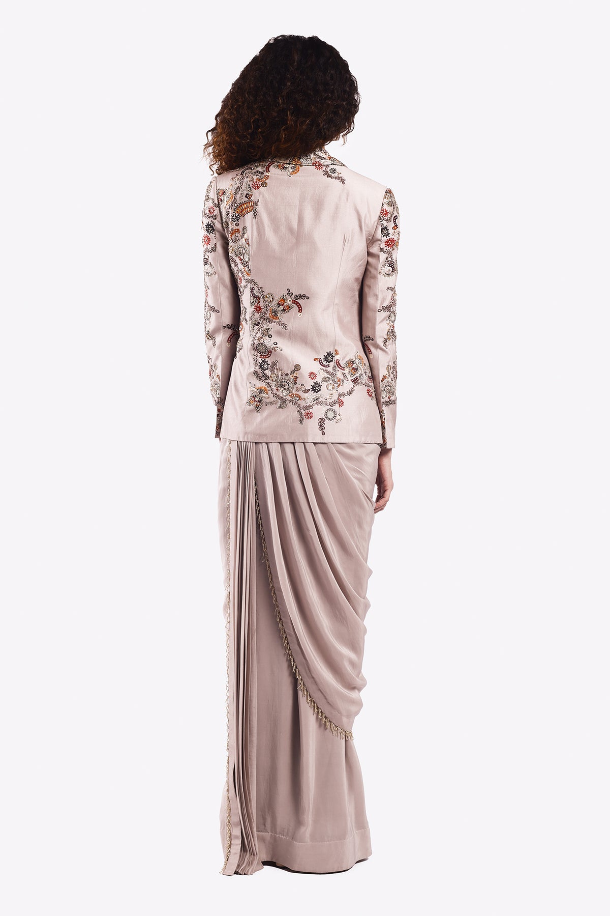 Drape Saree With Embroidered Blazer