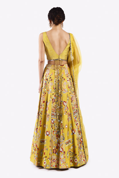 Multicolour Floral Organza Lehenga