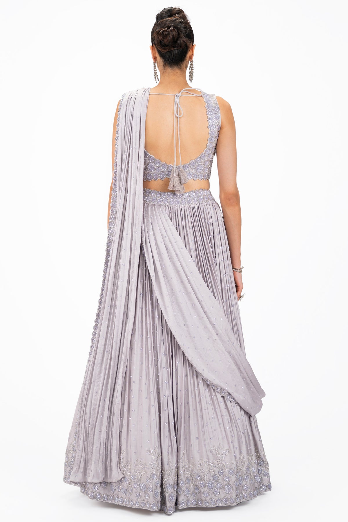 Embellished Monochrome Satin Lehenga