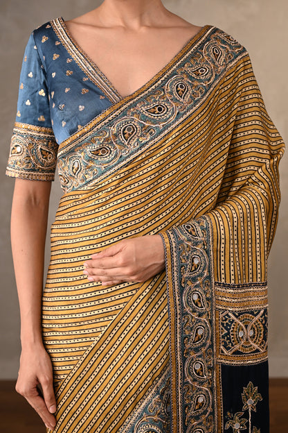 Golden Stripes Saree Set