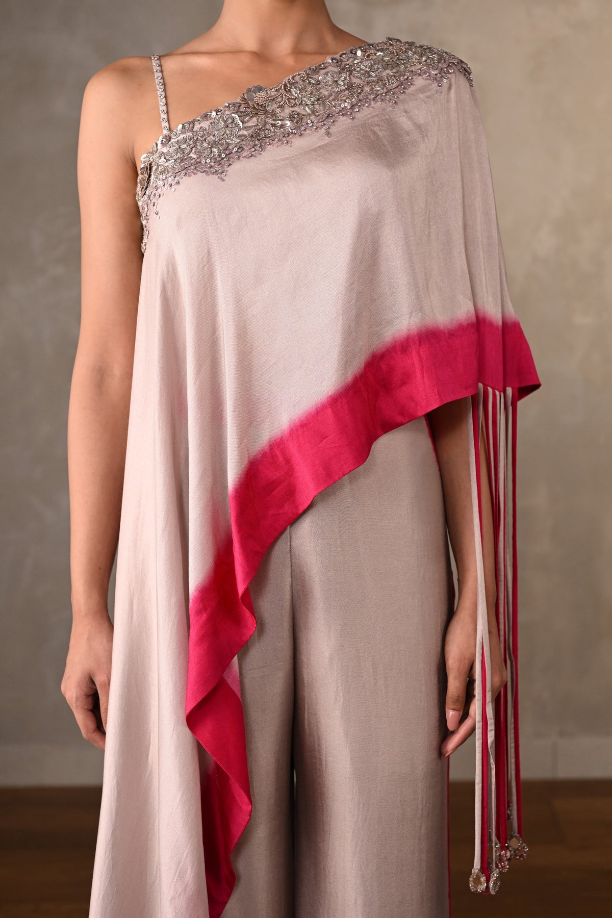 Gradient Blush One-Shoulder Co-Ord Set