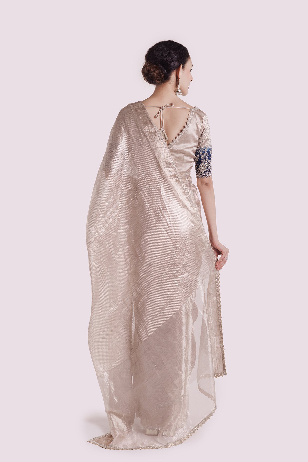 Platinum Tissue Embellished Saree