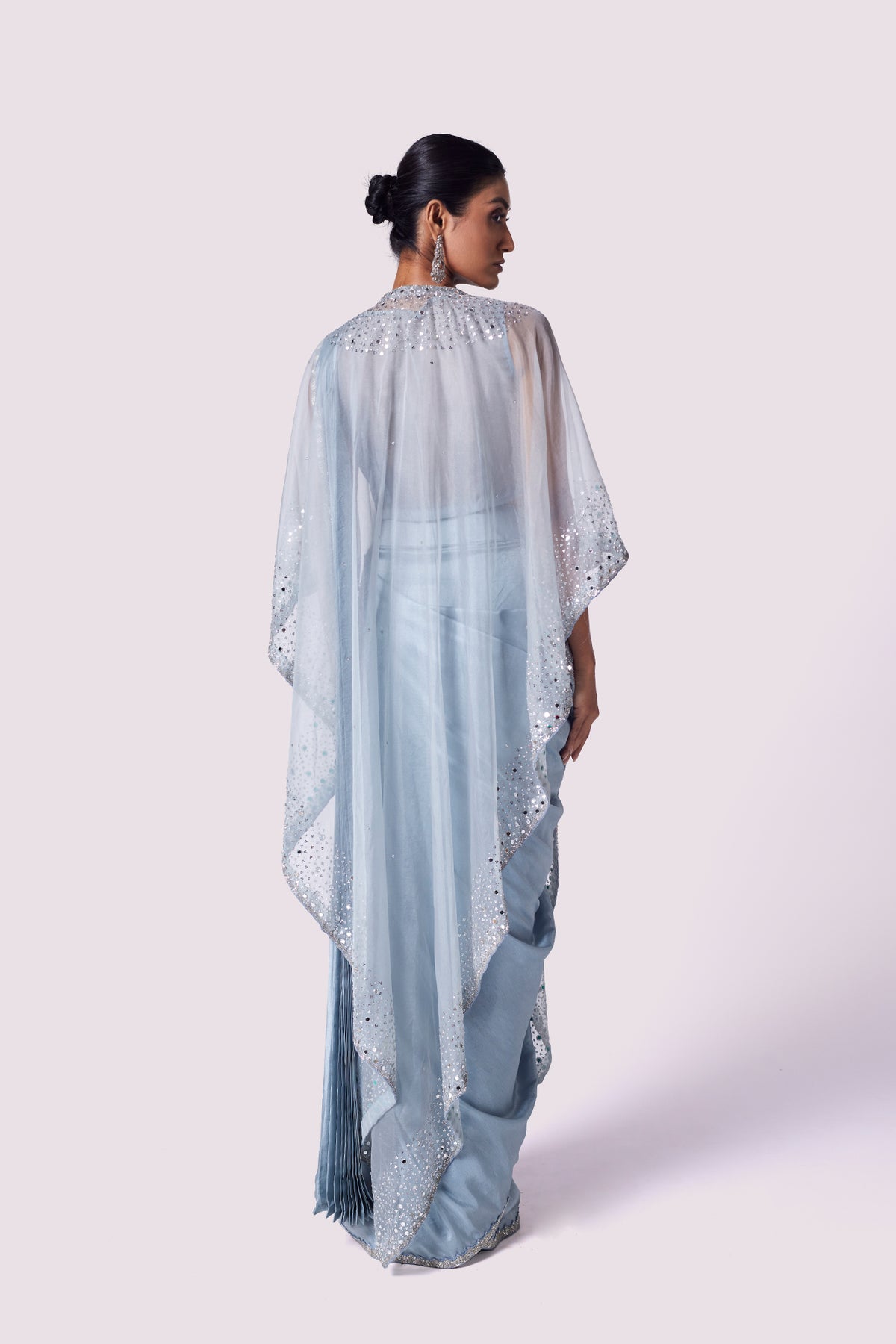 Doctor Blue Drape Saree With Cape