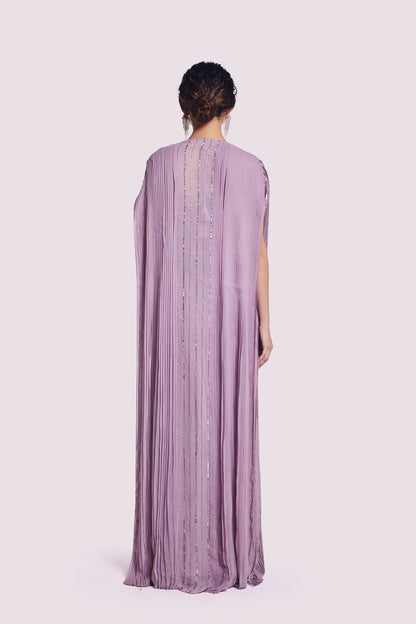 Embellished Drape Saree With Longline Cape