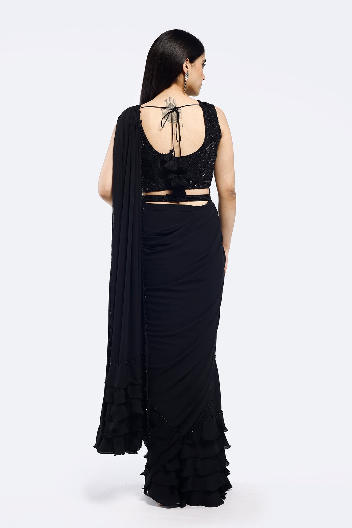 Monochrome Embellished Drape Saree