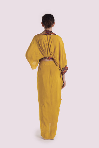 Silk Co-Ord Set With Draped Skirt