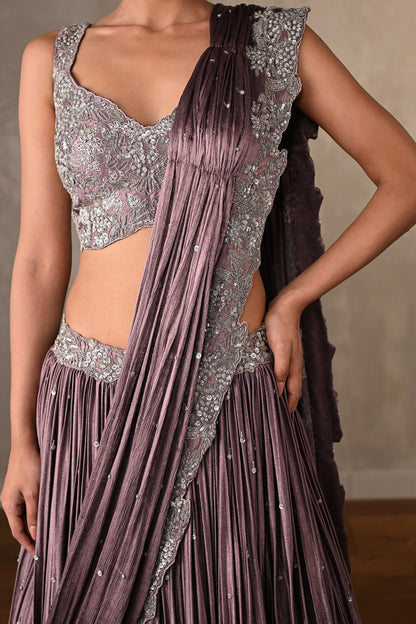 Mauve Gleam Satin Lehenga Set
