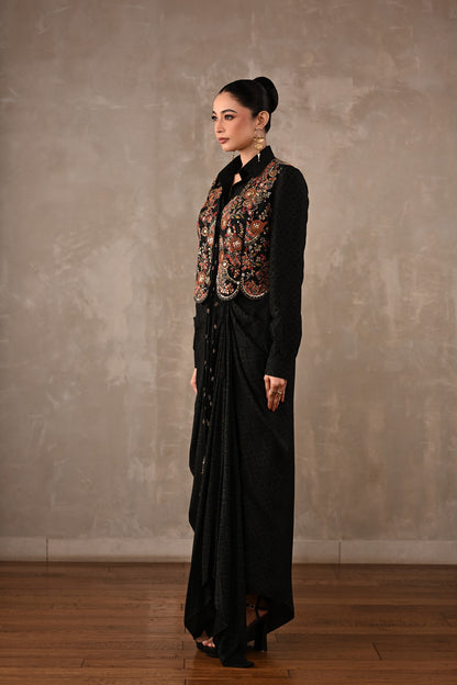 Printed Zardosi Waistcoat Skirt Set