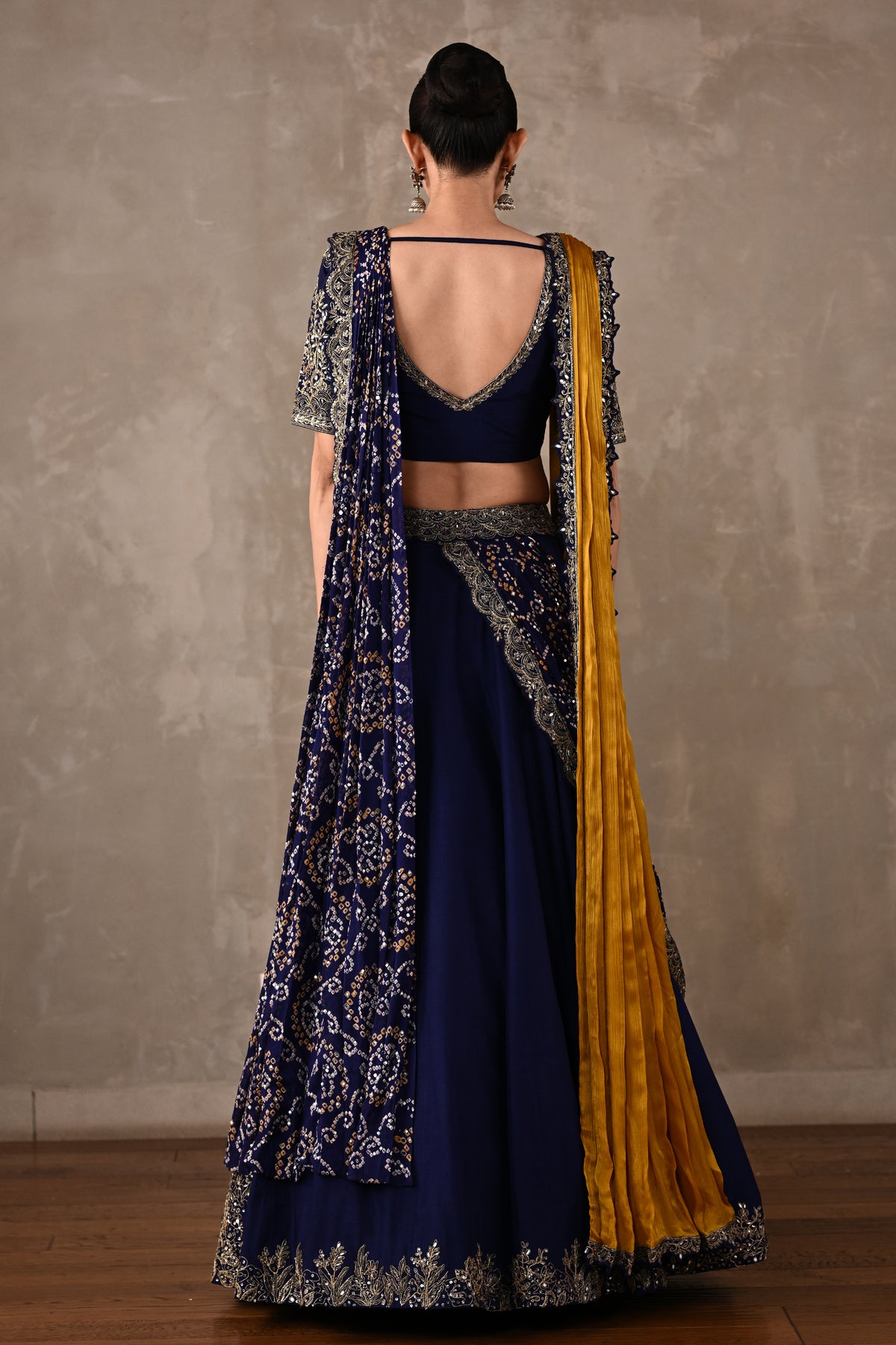 Dual Drape Bandhani Lehenga Set