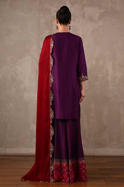 Silk Kurta Sharara Set with Zardosi Embroidery