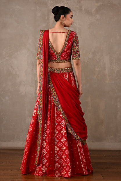 Embroidered Drape Lehenga Set