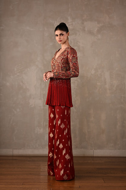 Embellished Printed Peplum Co-ord Set