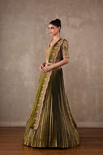 Regalia Pleated Brocade Lehenga Set