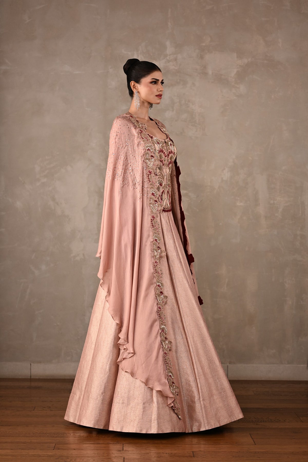 Thread Embroidered Silk Lehenga Set