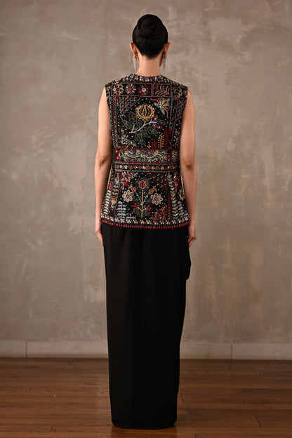 Multicolour Floral Embroidered Drape Set