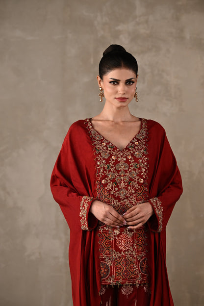 Embroidered Top & Banarasi Pants Ensemble