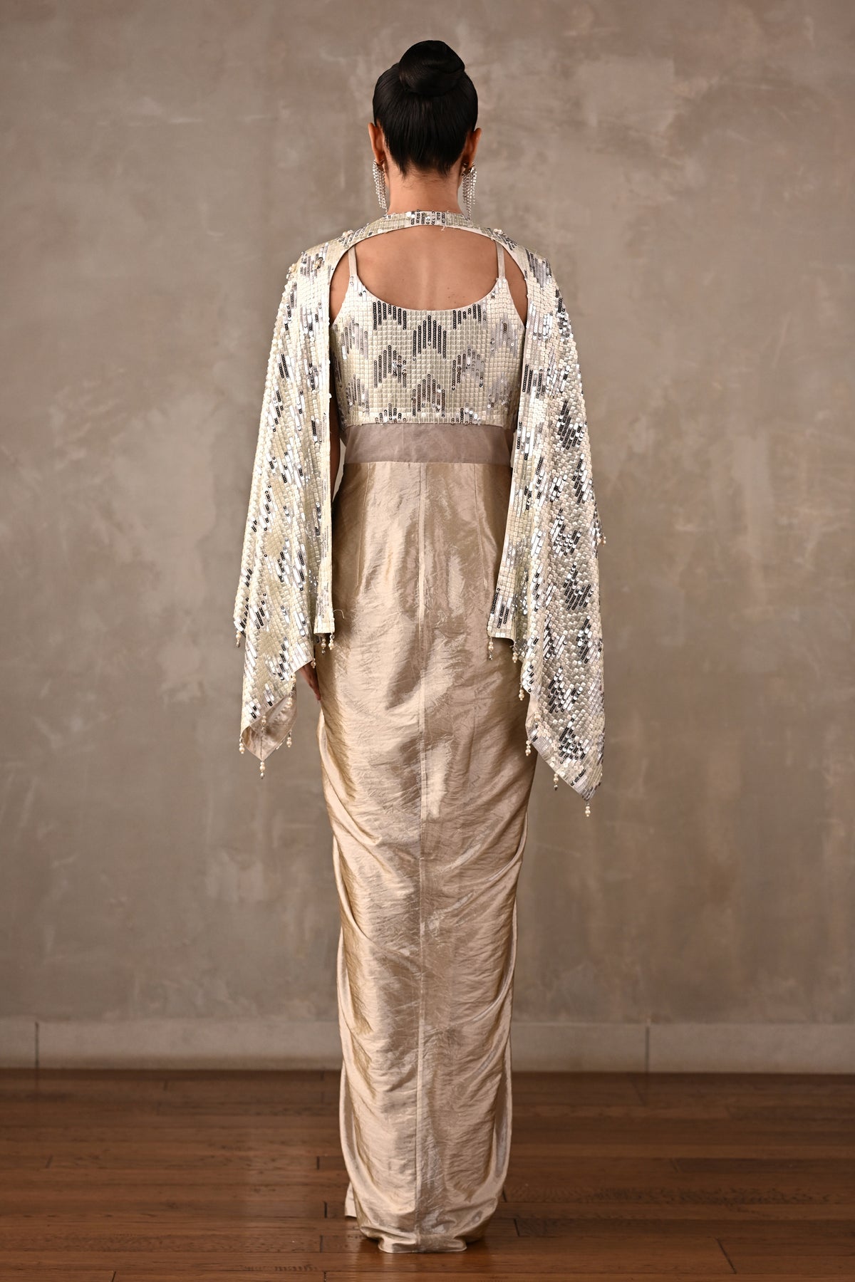 Pearl Cascade Drape Gown