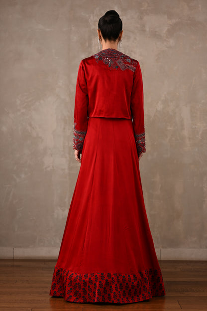 Embroidered Jacket Gown Set